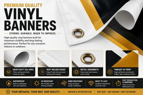 Custom Vinyl Banner | Premium Indoor & Outdoor Business, Event & Party Banner | Full-Color UV Print